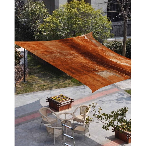 Burnt Orange Sun Shade Sail 14'x18' Rectangle Outdoor Shade Canopy, Retro Oil Painting Modern Abstract Art Aesthetics Porch Shades Outdoor Sun Blocking Screen, Sunshade Cloth Covers for Patio/Deck