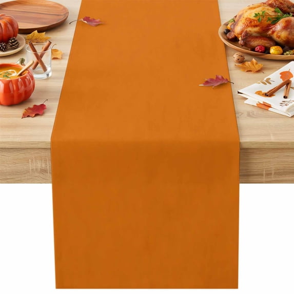 Burnt Orange Table Runner, Country Farmhouse Solid Fall Warm Orange Washable Cotton Linen Table Runners 90 Inches Long, Dresser Scarf Runner for Dining/Coffee/Kitchen/Hallway Tables 13''x90''