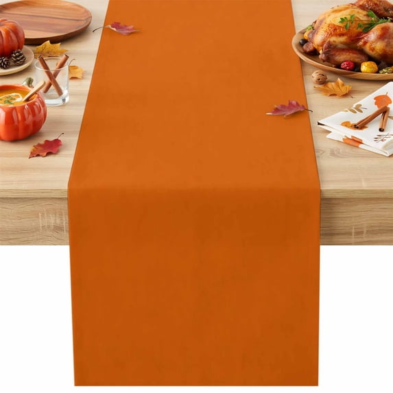 Burnt Orange Table Runner, Country Modern Farmhouse Solid Fall Orange Washable Cotton Linen Table Runners 90 Inches Long, Dresser Scarf Runner for Dining/Coffee/Kitchen/Hallway Tables 13''x90''