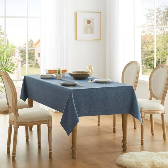 Burnt Orange Tablecloth, Farmhouse Linen Style Fall Table Cloth Rectangle Table Cloths 60 x 102 Inch Dark Orange, Wrinkle Resistant Washable Heavy Weight Tight Weave TableCloths