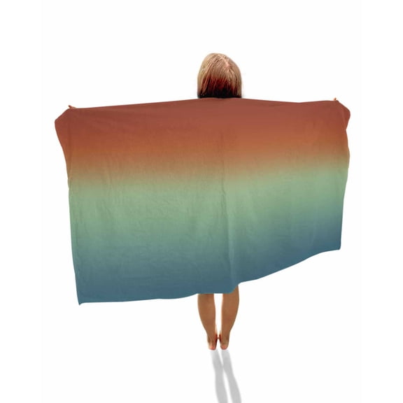 Burnt Orange Teal Ombre Beach Towels Oversized Super Absorbent, Modern Abstract Art Aesthetics Lightweight Bath Towel Quick Dry Sets For Bathroom/Pool/Rv Camping/Beach Play/Gym Room/Picnic 23"x47"