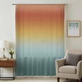 thumbnail image 1 of Burnt Orange Teal Ombre Sheer Curtains 108 Inches Extra Long, Modern Gradient Abstract Art Light Filering Curtains, Privacy Drapes Simi Floor to Veiling Curtain for Living Room Large Window Treatment, 1 of 9
