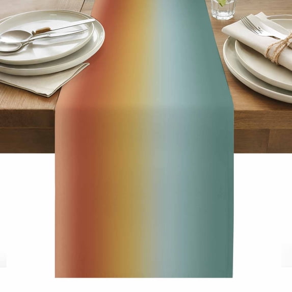 Burnt Orange Teal Ombre Table Runner Modern Gradient Abstract Art ...