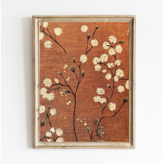 Burnt Orange Textile Fall Tapestry Wall Art Poster Vintage Traditional Wall Art Poster Antique Fall Poster able Art E657, Unframed Poster Size 16x24 F03.1.18l773