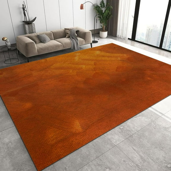 Burnt Orange Thin Area Rugs Retro Non-Shedding Non Slip Backing Decoration Carpets, for Living Room, Bedroom, Hallway, Dining Room Floor 4x6ft
