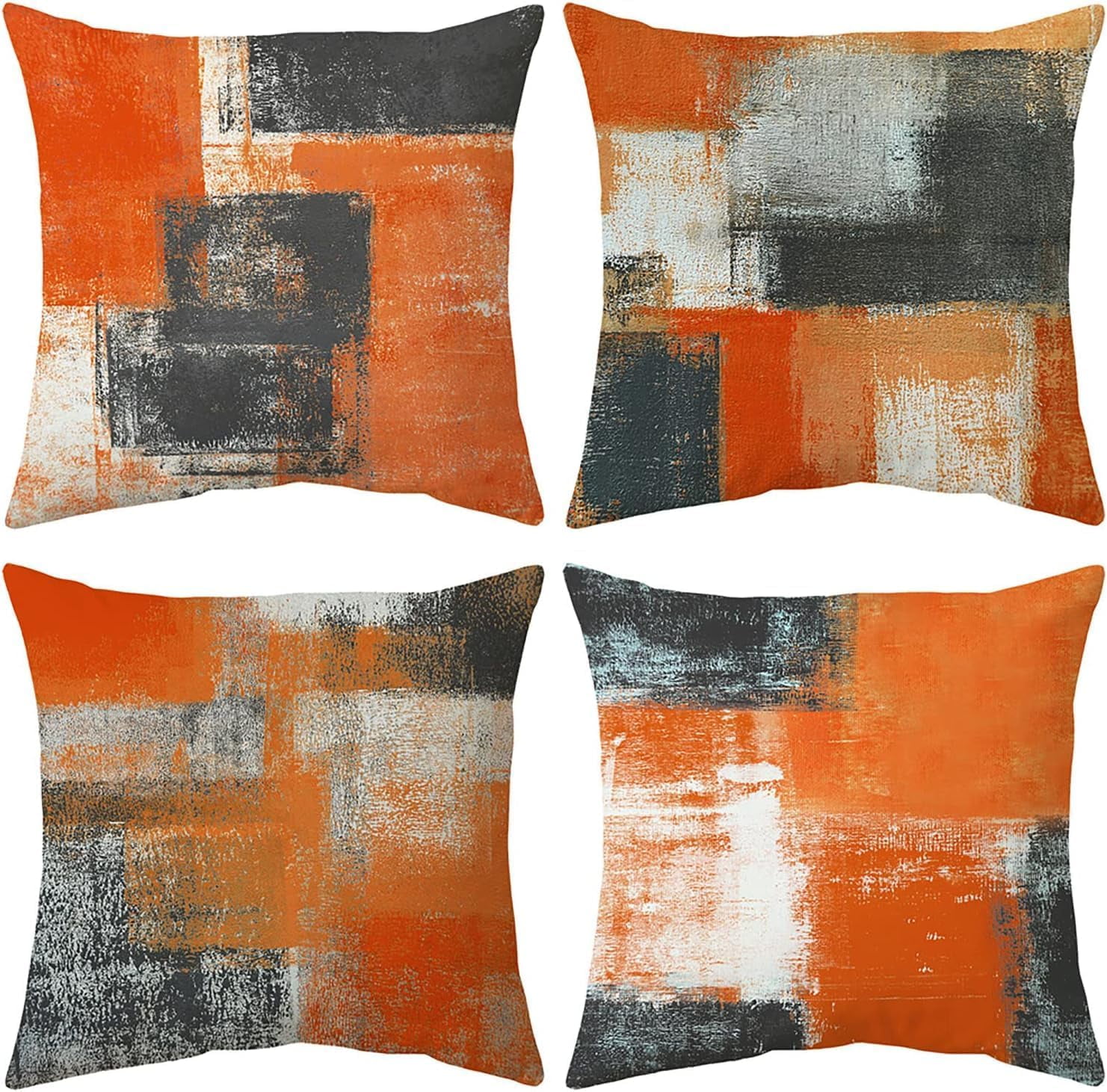 Burnt Orange Throw Pillow Covers Set of 4 20x20 Inch Taupe Abstract Art Painting Pillow Covers for Sofa Couch Bedroom Living Room Outdoor Home Décor Warm and Inviting