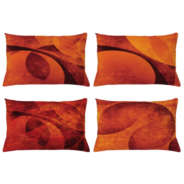 Burnt Orange Throw Pillow Cushion Case Pack of 4, Abstract Warm