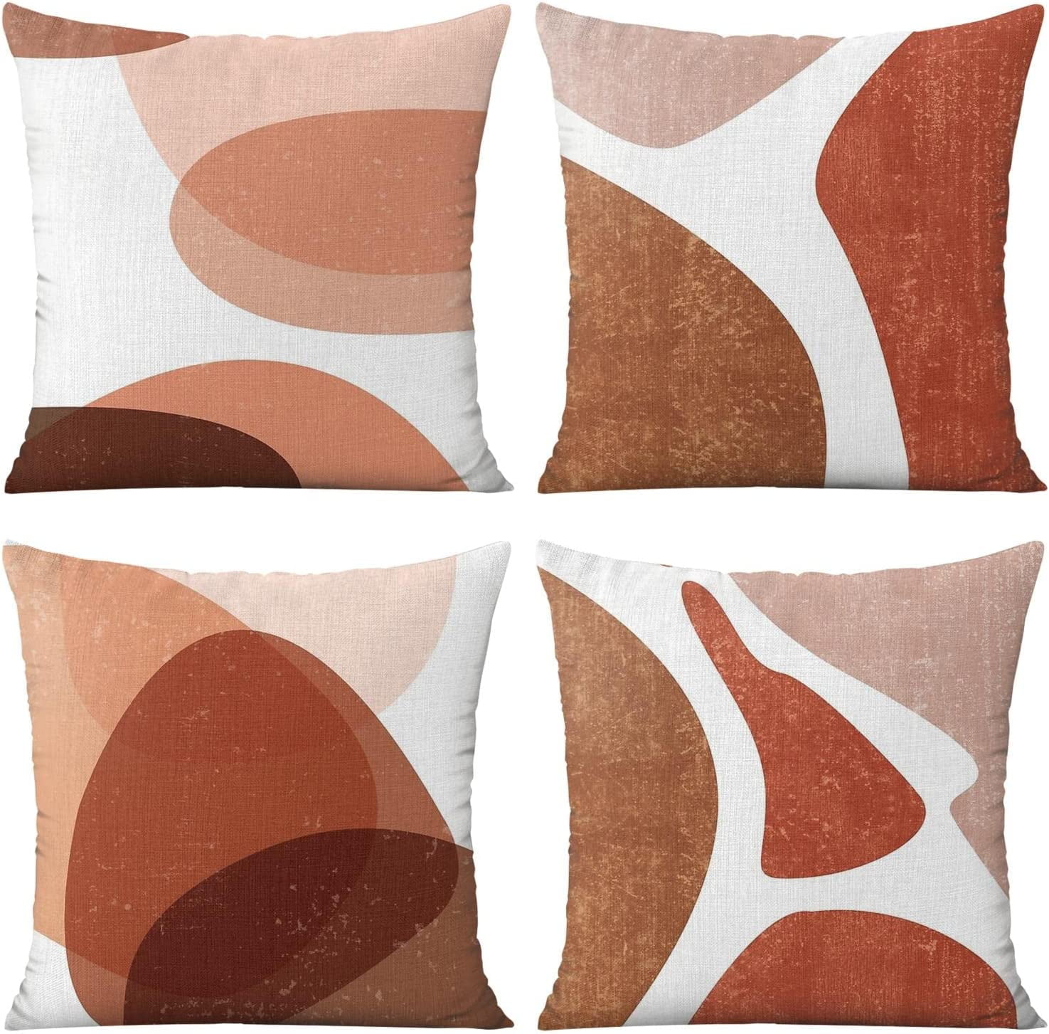 Burnt Orange Throw Pillows,Orange and Blue Throw Pillows,Teal Pillow Covers,Cojines Decorativos para Sala for Sofa Bedroom Living Room Décor（20"x20"）\u2026