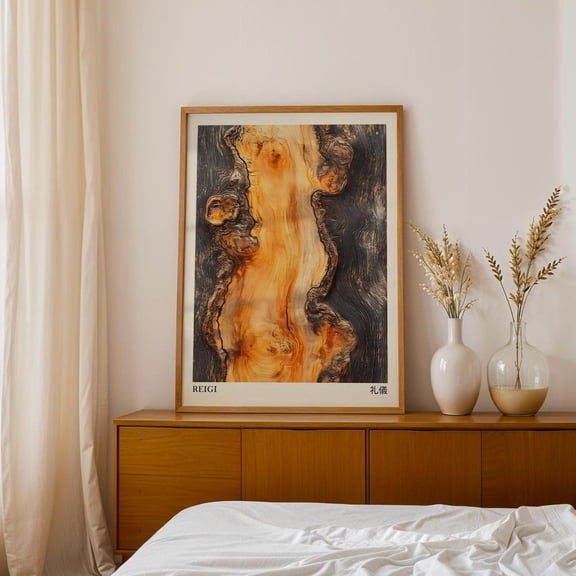 Burnt Orange Tree Rings Japandi Wabi Sabi Wall Art, Unframed Canvas Size 16x24