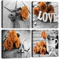 thumbnail image 1 of Burnt Orange Wall Art Rose Flower Pictures Wall Decor for Bathroom Bedroom Black and White Paintings Farmhouse Floral Canvas Prints Romantic Love Theme Posters Artwork Home Decorations 14x14 4Pcs, 1 of 6