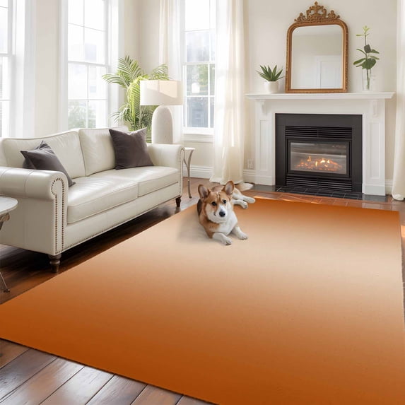 Burnt Orange Washable Area Rug 5x7 Ombre Solid Color Gradient Modern Art Low-Profile Large Area Rugs with Non Slip Backing Indoor Floor Carpet for Entrance Living Room Bedroom Home Office