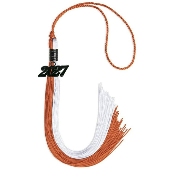 Endea Graduation Burnt Orange/White Graduation Tassel with Black Date Drop