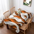 thumbnail image 1 of Burnt Orange White Moire Table Cloth Waterproof Tablecloths, Modern Abstract Art Tablecloth Dining Table Cover for Kitchen Party Tabletop Outdoor, Rectangle Tablecloth 52x70 Inch, 1 of 9