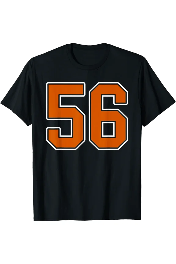 Burnt Orange White Number 56 Player Uniform #56 T-Shirt