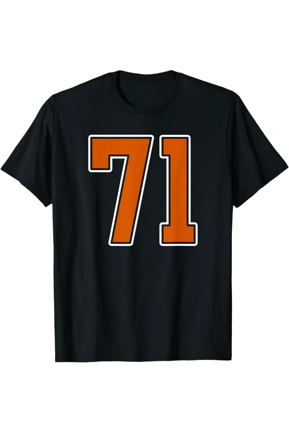 Burnt Orange White Number 71 Player Uniform #71 T-Shirt