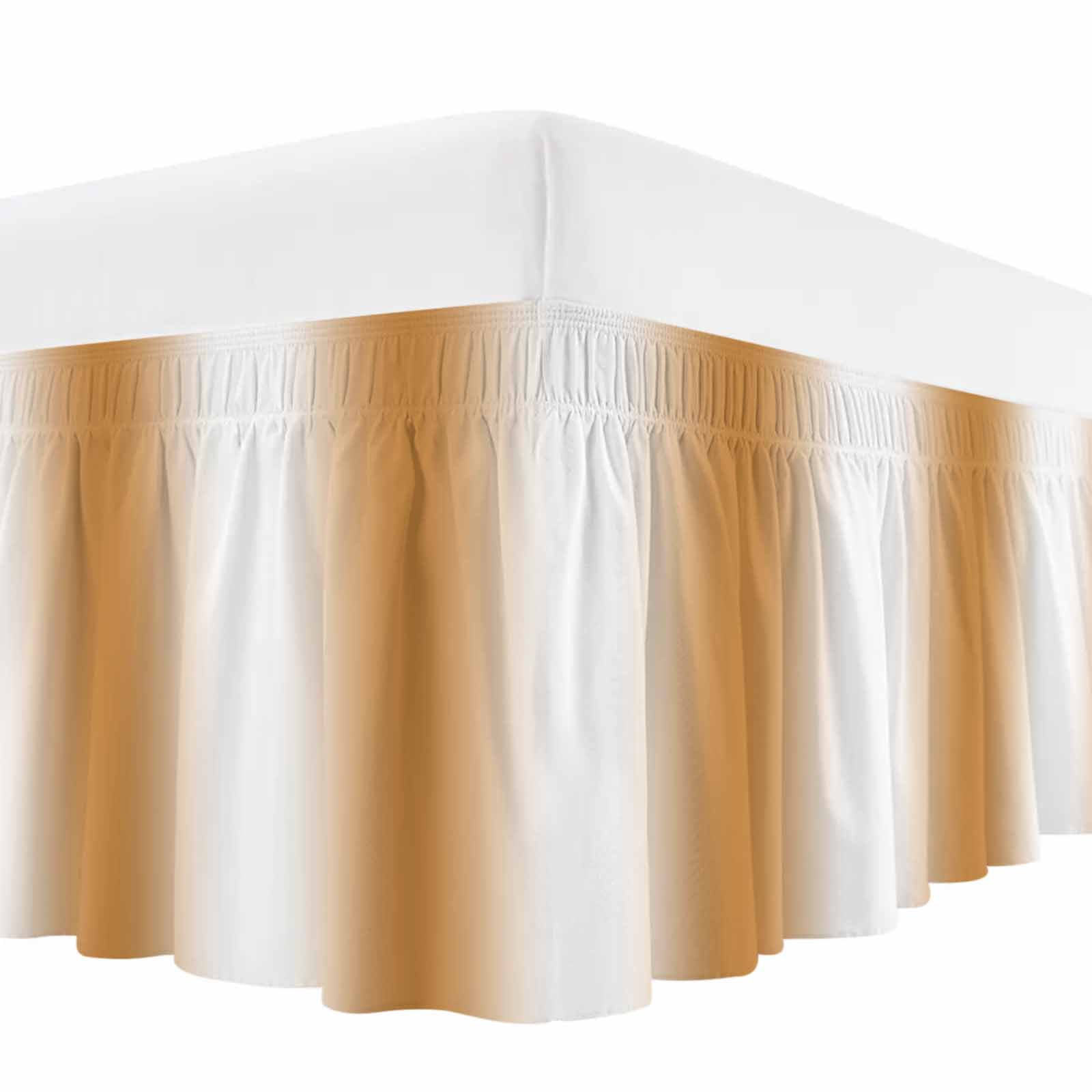Burnt Orange White Ombre Bed Skirt Cal King Size,Modern Abstract Art Farmhouse Gradient Wrap Around Bed Skirting with Elastic Strap,Dust Ruffled Pleated Bedskirts 18 Inch Drop for Bedroom Beds