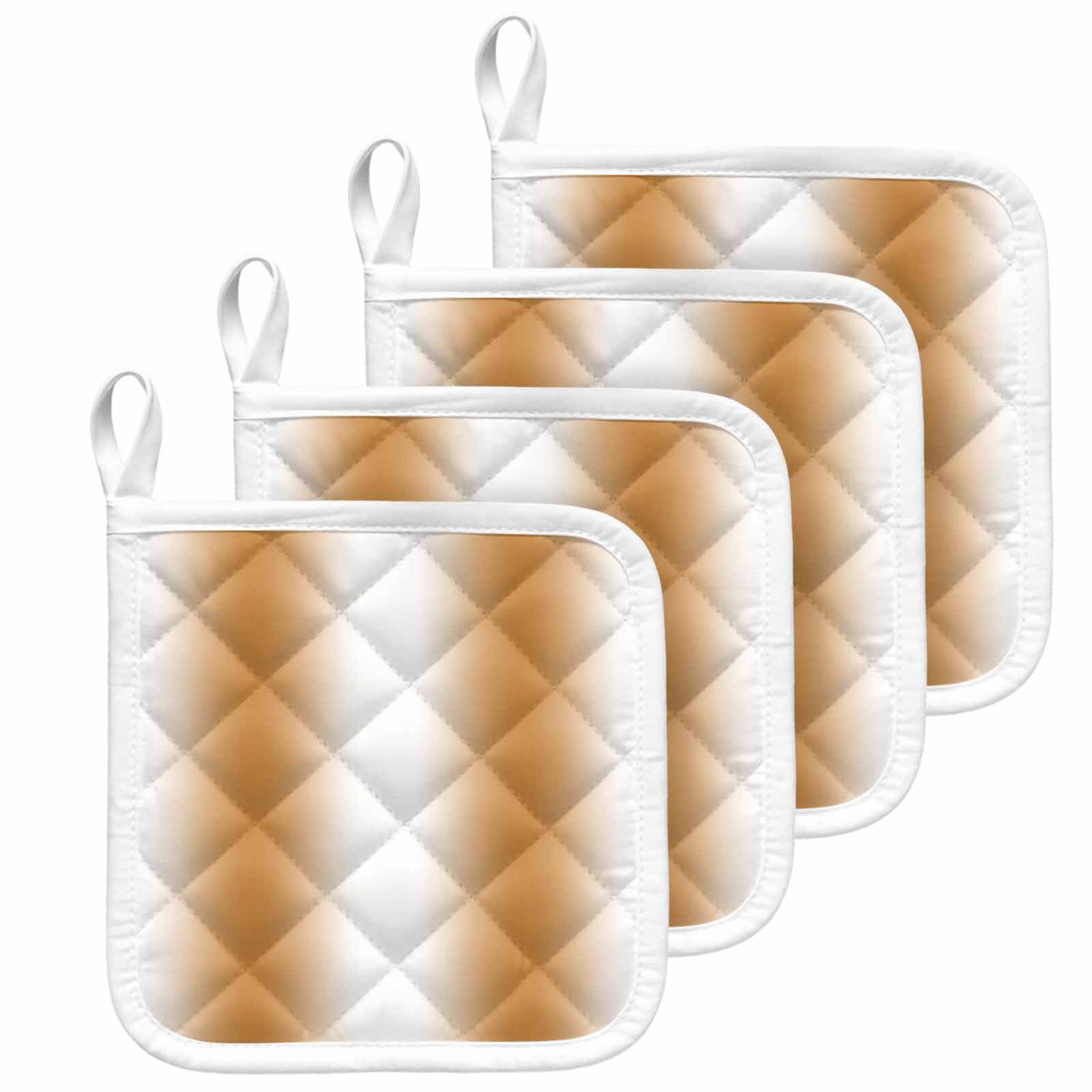 Burnt Orange White Ombre Pot Holders for Kitchen Heatproof Potholder, 4 Pack Modern Abstract Art Farmhouse Gradient Hot Pads Multipurpose Oven Pads Cloth Potholders Trivet for Cooking and Baking