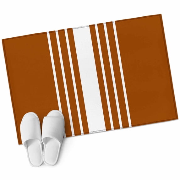 Burnt Orange White Stripe Entryway Rug 2x3 Area Rug Washable Indoor Doormat Small Bathroom Rugs Low Pile Accent Throw Rugs Modern Rustic Vertical Striped Floor Carpet for Kitchen Bedroom Entrance