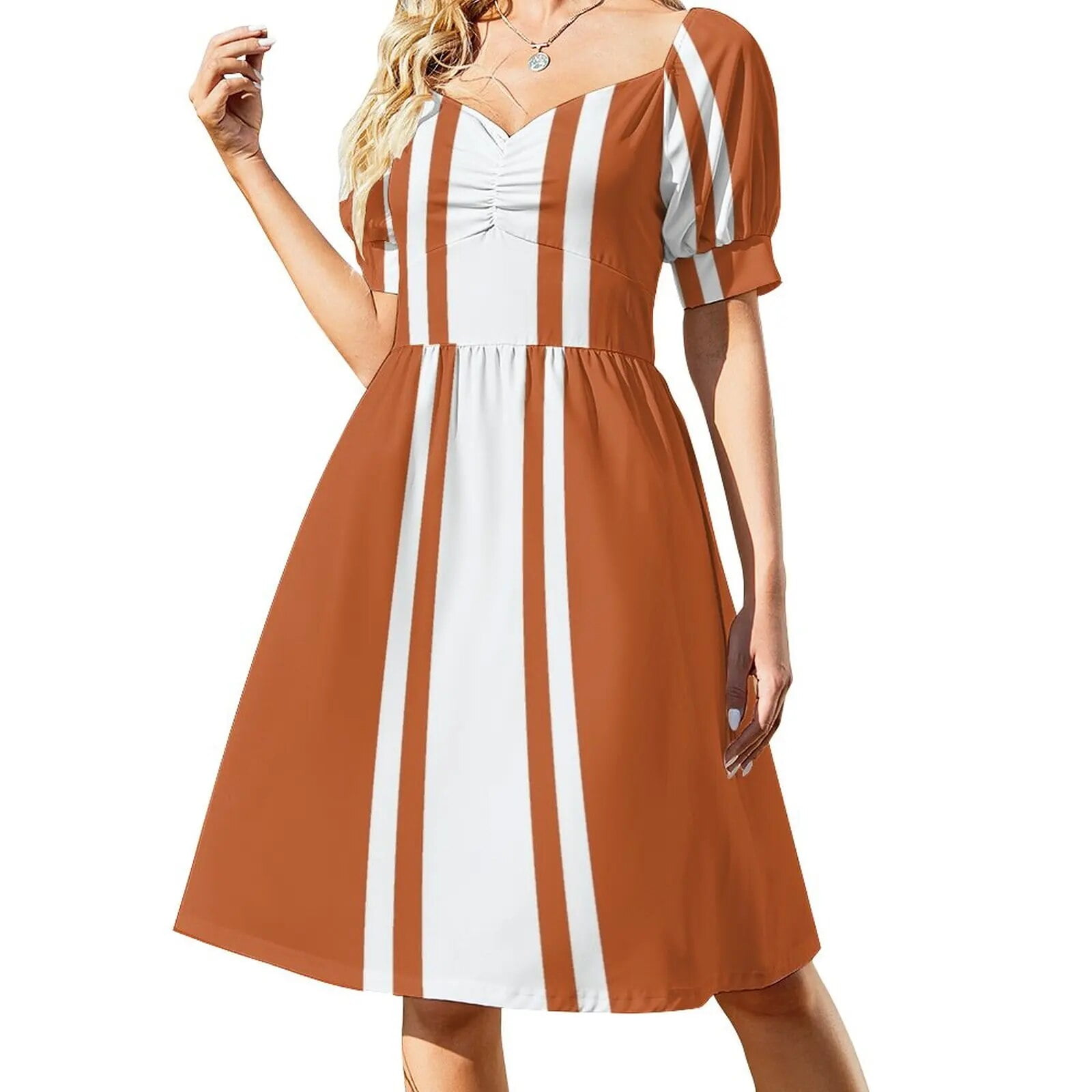 Burnt Orange & White Vertical Power Stripe Dress clothes for woman ...