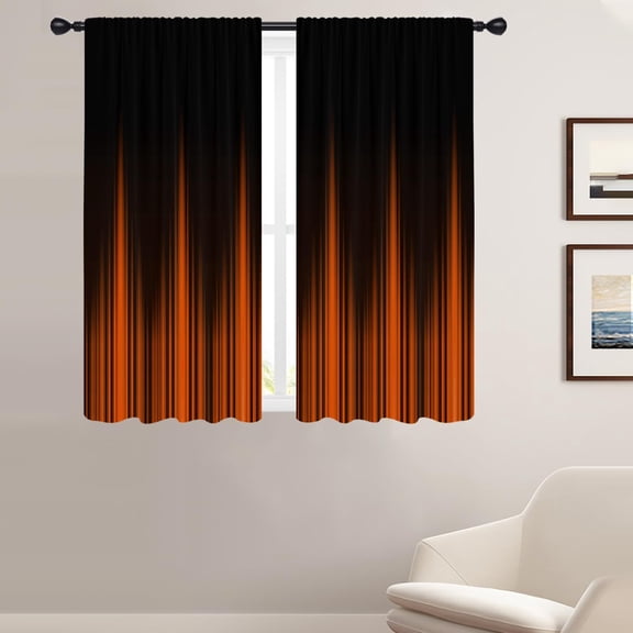 Burnt Orange Window Curtains for Bedroom 42 x 63 Inch Rod Pocket Black Fall Terracotta Rust Ombre Gothic Autumn Modern Dark Goth Cool Home Bedroom Living Room Treatment Set of 2 Panels Drapes