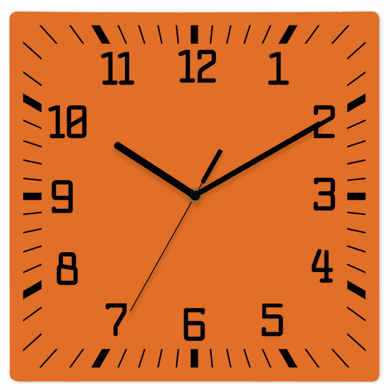 Burnt Orange Wooden Wall Clock Silent Non Ticking, Farmhouse Solid ...