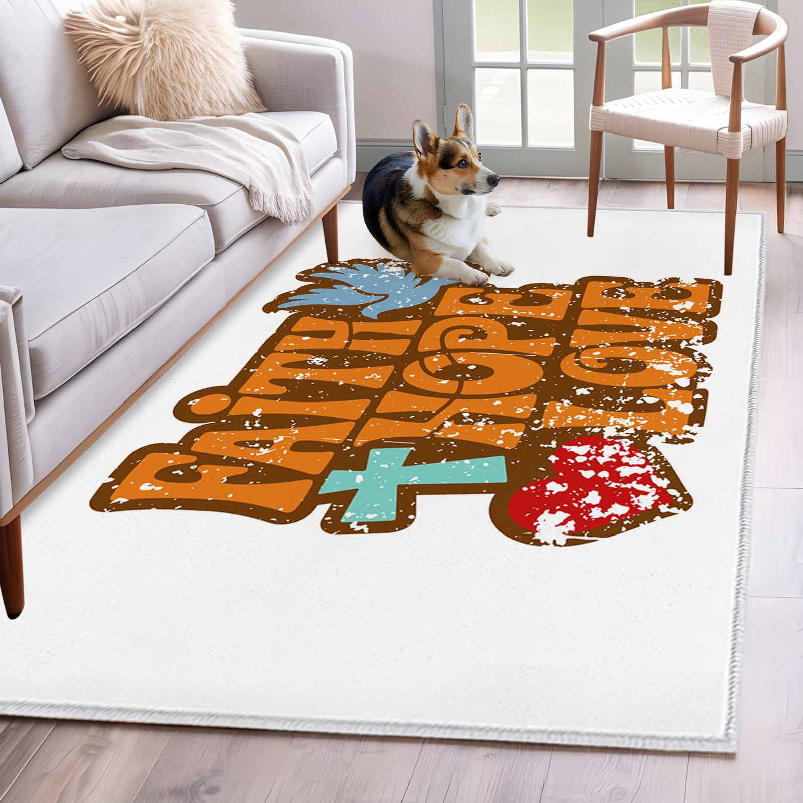 Burnt Orange Words Area Rug 3x5 Washable Rug Non Slip Funny Words Retro ...