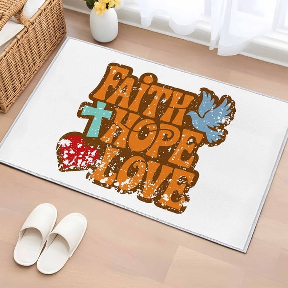Burnt Orange Words Entryway Rug 2'x3' Non Slip Front Door Mats, Funny Words Retro Art Entrance Rugs Indoor Outdoor Carpet, Washable Floor Mats Small Area Rug for Bedroom Kitchen