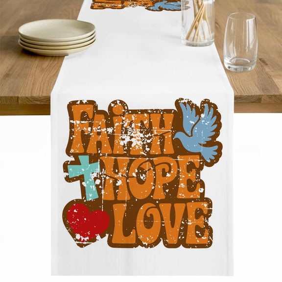 Burnt Orange Words Table Runner 36 Inches Long Farmhouse Dress Scarves, Funny Words Retro Art Dining Tablerunner for Coffee Table/Kitchen Island/Party Décor, Small 13" x 36"