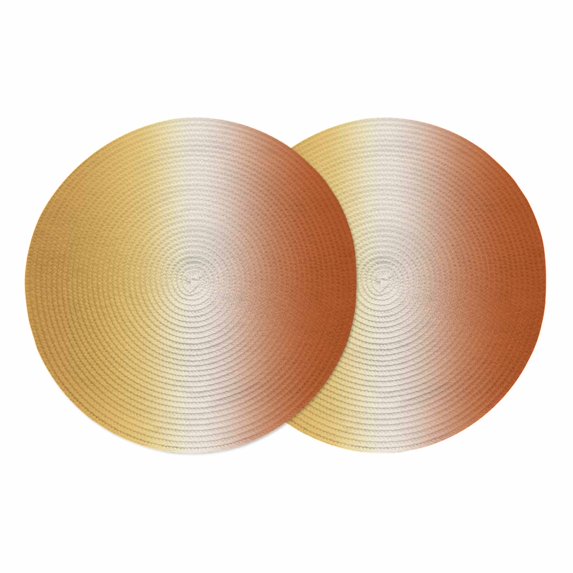 Burnt Orange Yellow Ombre Round 13 Inch Placemats Set of 2, Contemporary Art Abstract Aesthetics HeatResistant Non Slip Place Mats for Dining Table, Wipeable Kitchen Table Mats for Housewarming