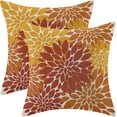 thumbnail image 1 of Burnt Orange Yellow Pillow Covers 18x18 Set of 2, Fall Decor Dahlia Floral Decorative Autumn Throw Pillows Linen Geometric Flower Modern Style Cushion Pillow Covers for Sofa Couch Outdoor Decor, 1 of 6