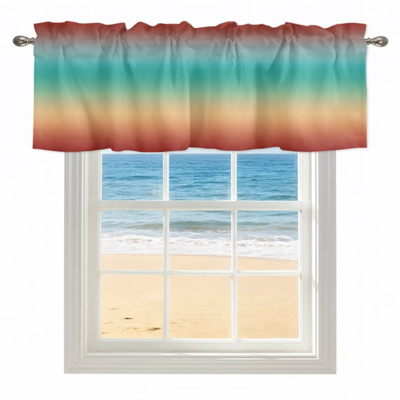 Burnt Orange Yellow Teal Ombre Kitchen Valances for Windows 42x12 Inch ...