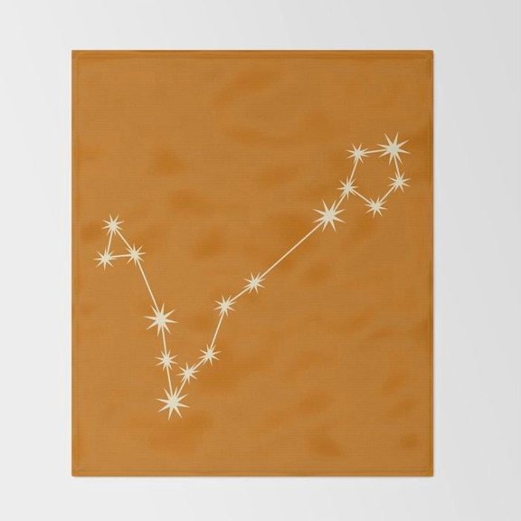 Burnt Orange and White Star Constellation Fleece Blanket, Polyester Fleece Fabric, 280 GSM, Celestial Style