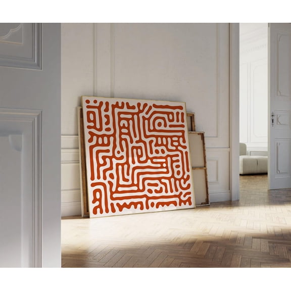 Burnt Rustic Orange Square Art Poster, Burnt Orange Square Wall Art, Original Abstract Artwork Terra Cotta Living Room Wall Decor578, Unframed Poster Size 8x12