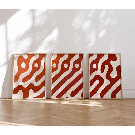 Burnt Rustic Orange Wall Art 3 Piece Wall Artet Burnt Orange Rust Color Gallery Wall Set Rustic Orange Triptych Posters, Stretched Canvas