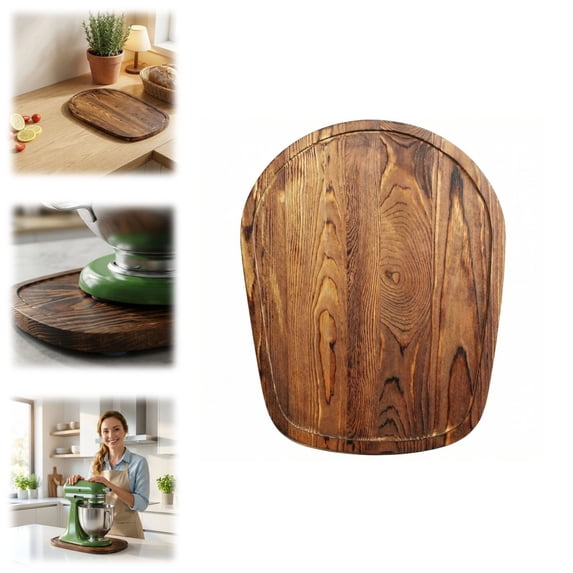 Burnt Wood Mixer Moving Board, 5 Qt Tilt-Head Stand Mixer Slider Base, Rustic Kitchen Appliance Sliding Tray for Effortless Movement & Countertop Protection