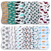 Burp Cloths & Baby Bibs 2-in-1 Large Size 3 Layers 100% Cotton Super Soft Absorbent for Teething and Drooling Baby Spit up Burping Rags Set for Boys and Girls Infant Newborn 12 Pack