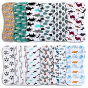 12-Pack 2-in-1 Baby Bibs & Burp Cloths Set, 3-Layer Design, Large Size, Super Absorbent, 100% Organic Cotton, Soft & Comfortable