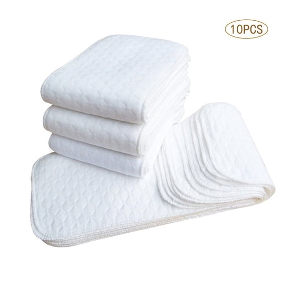 10 Pack Muslin Burp Cloths Large 18 x 7 Inches Cotton Burp Rags Cute Towel and Washcloths Face Towels 6 Layers Absorbent for Infant Shower, White