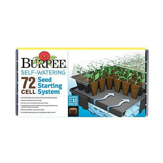 Burpee 72-Cell Self-Watering Greenhouse Kit, Indoor Growing System, Comes with 72 pellets
