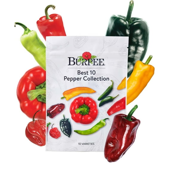 Burpee Best 10 Peppers Collection Annual Pepper Seeds, 10- Packs, Full Sun