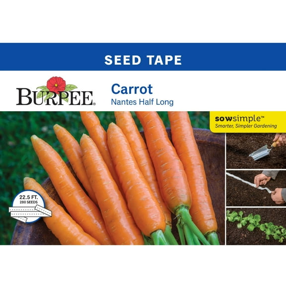 Burpee Scarlet Nantes Carrot Seed Tape, Annual Vegetable Seed, Full Sun