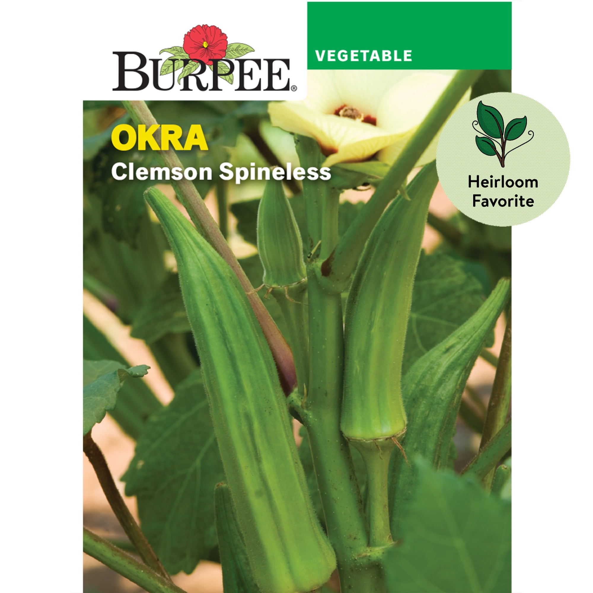 Burpee Clemson Spineless Okra Vegetable Seed, 1Pack