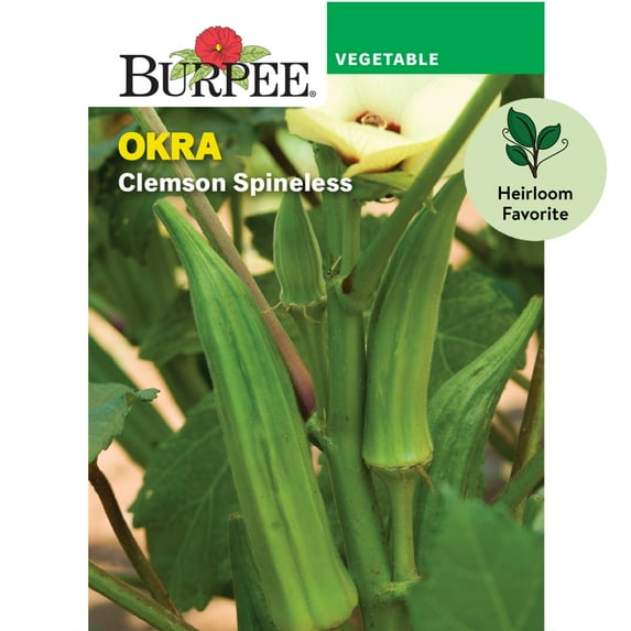 Burpee Clemson Spineless Okra Seed, Annual Vegetable, Full Sun