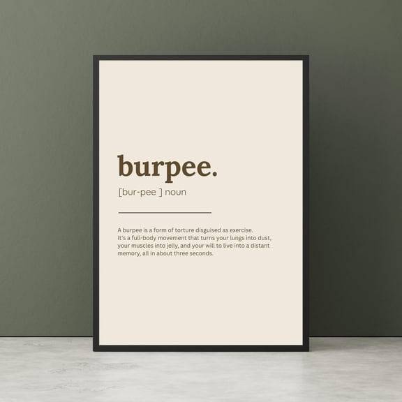 Burpee Definition Poster, Funny Home Gym Wall Art, Poster Only