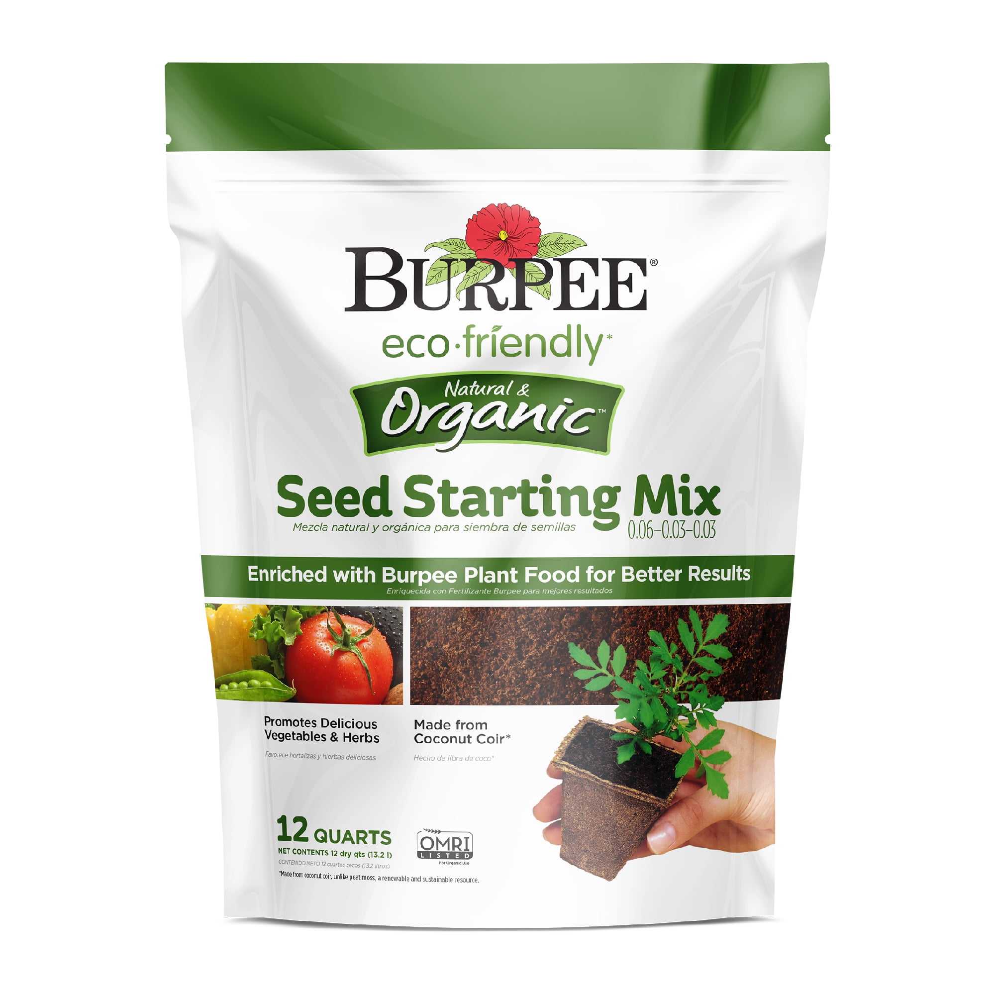 Burpee EcoFriendly Natural & Organic Seed Starting Mix, 12 Quart Soil