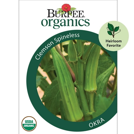 Burpee Organic Clemson Spineless Okra Vegetable Seed, 1-Pack