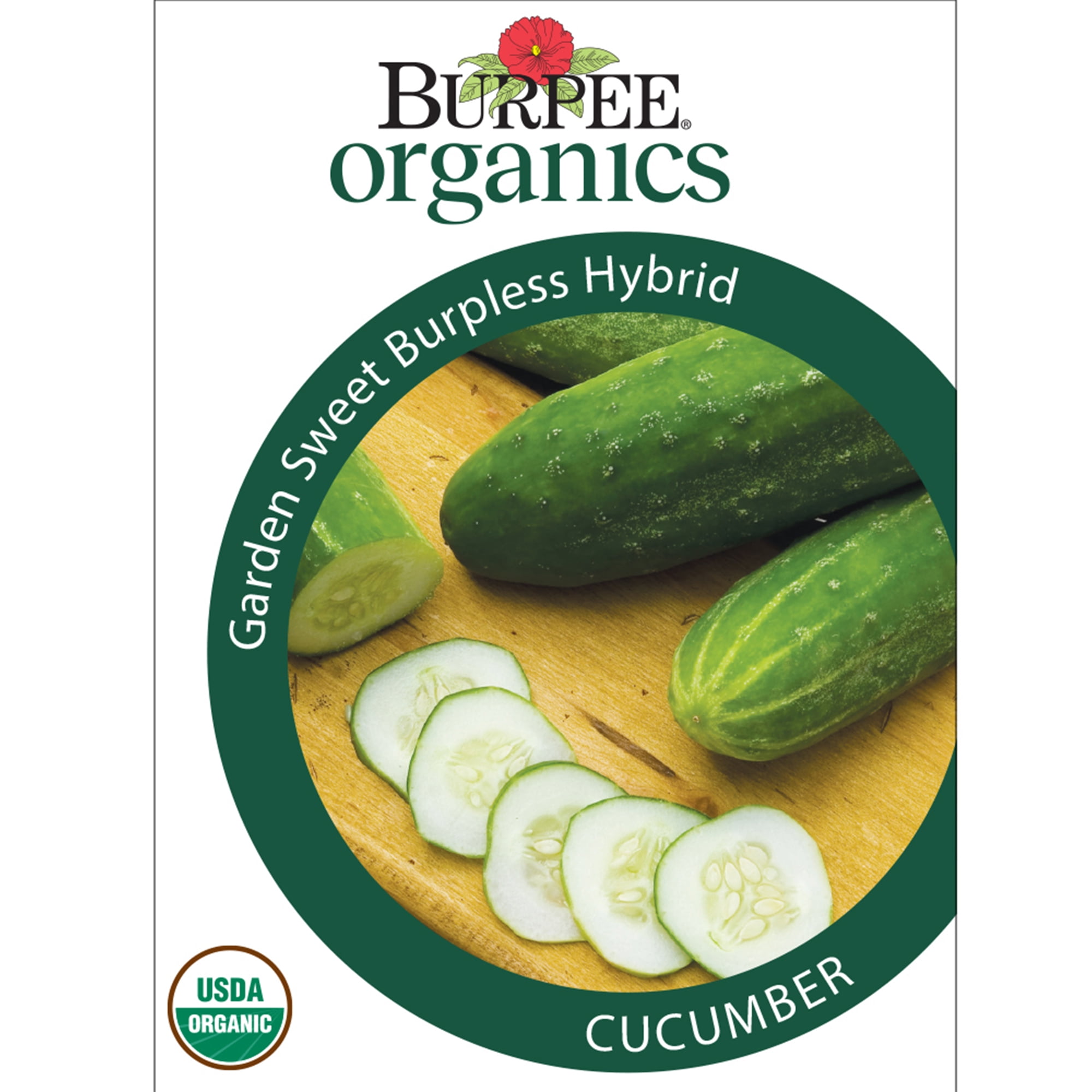 Burpee Organic Garden Sweet Burpless Hybrid Cucumber Vegetable Seed, 1