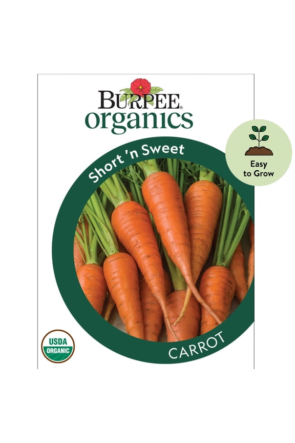Organic Short 'n Sweet Carrot Seeds - Non-GMO, Easy to Grow, Organic Vegetable Gardening Seeds, 1-Pack