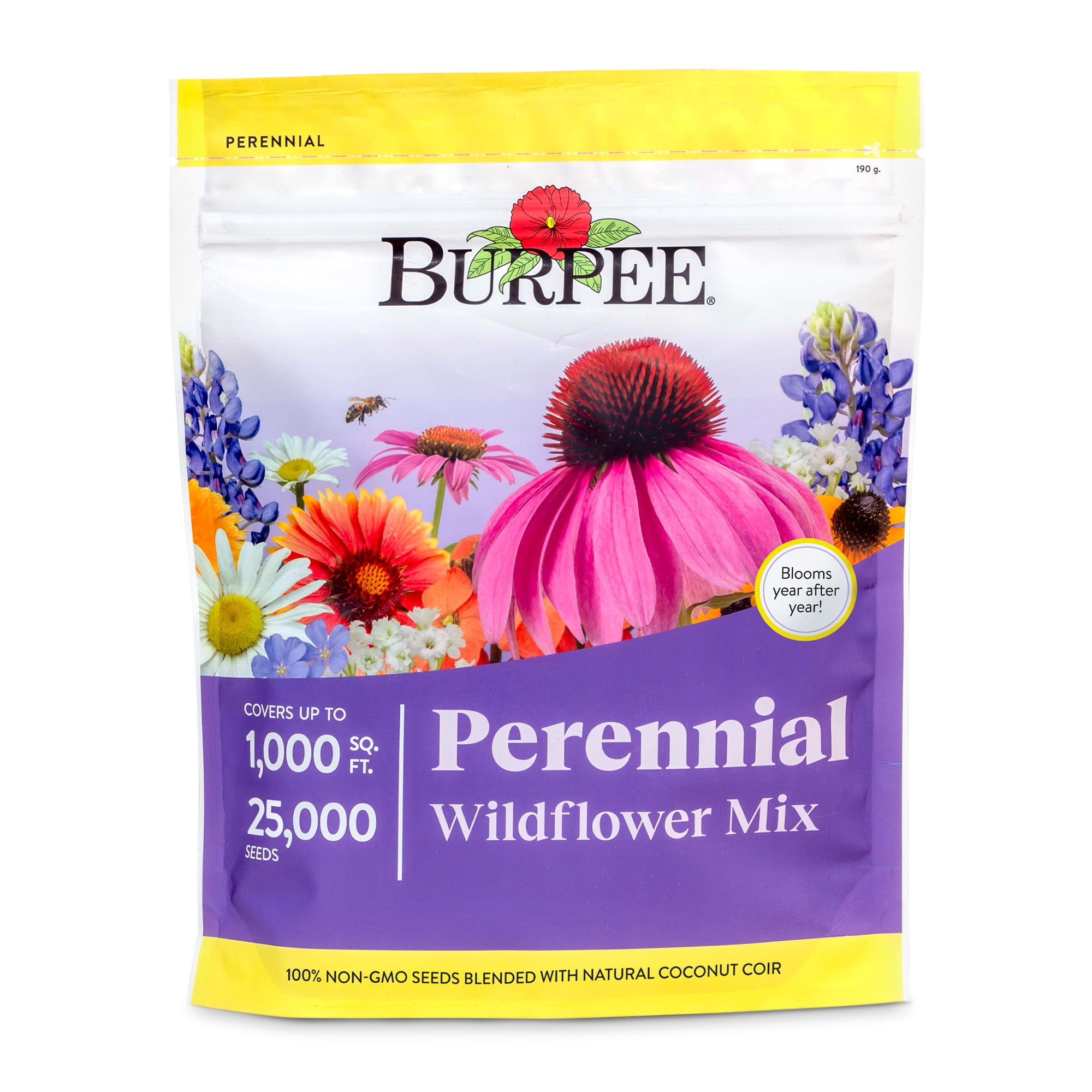 Burpee Perennial Wildflower Seeds Mix Non-GMO, Attracts Pollinators, Perennial Flowers, 50,000 Seeds, 1 Bag