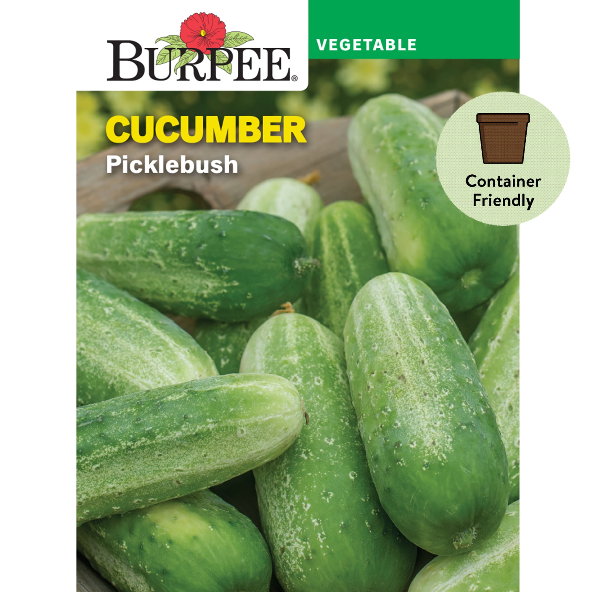 Burpee Picklebush Cucumber Seeds - Non-GMO, Pickling Cucumber, Container Friendly, Vegetable Gardening Seeds, 725mg , 1-Pack